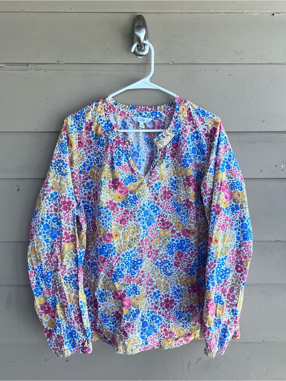 Croft & Barrow 100% Cotton Floral Long Sleeve Top Size XL Modest Casual Spring